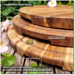 Cutting board butcher block STRIPES ROUND 40x3cm +/-2.8kg talenan kayu jati Jepara